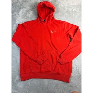 Vintage Y2KNIKE Mens M Red Pullover Hoodie White Swoosh Fleece Cotton Streetwear